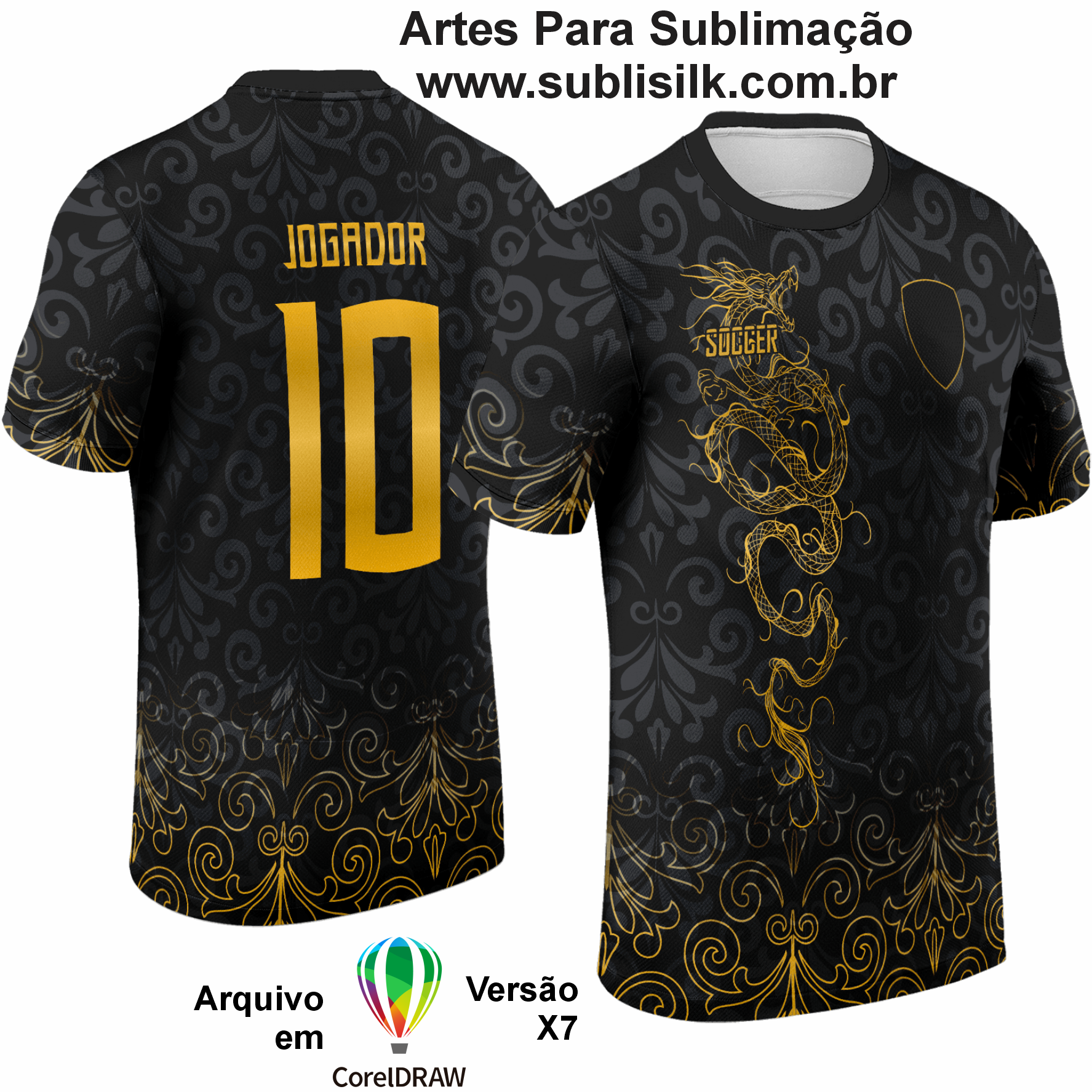 Arte Vetor Estampa Camisa Formandos Dragão Dourado - 0043