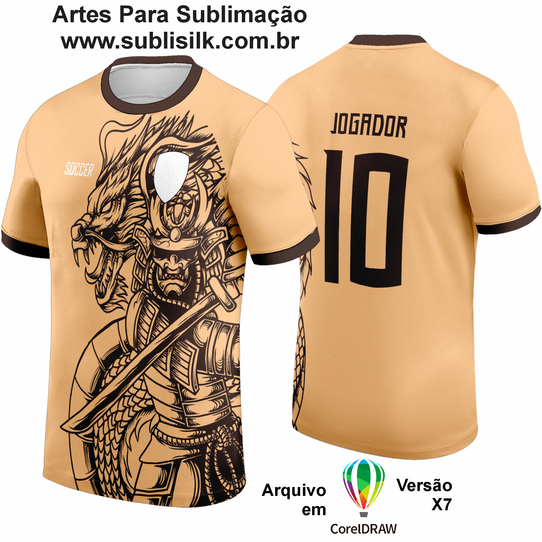 Arte Vetor Estampa Camisa Formandos Dragão e Samurai - 0044