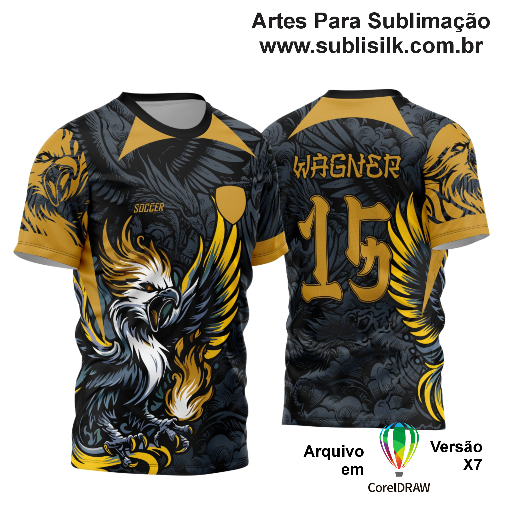 Arte Vetor Camisa Interclasse Fenix Dourada